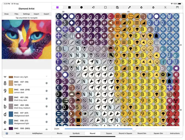 viewing in symbol view (image taken during beta testing)